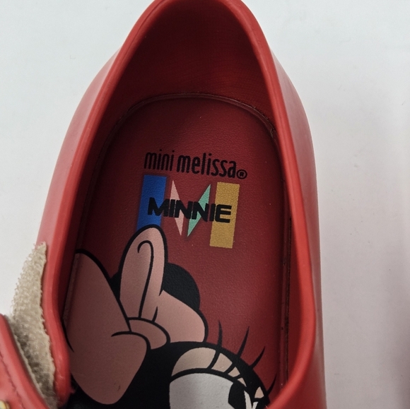 MINI MELISSA RUBBER MARY JANE MICKEY & MINNIE MOUSE RED SHOES EARS GIRLS SIZE 10 - Picture 4 of 16